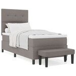 vidaXL Lit box spring avec matelas & banc taupe 90x190 cm tissu