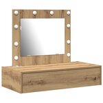 vidaXL Table de maquillage murale avec lumières LED Chêne artisan