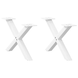 vidaXL Pieds de table basse en forme de X  2 pièces  blanc  60 x (30-31) cm  acier