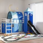 vidaXL Lit superposé sans matelas avec toboggan et rideaux 80x200 cm
