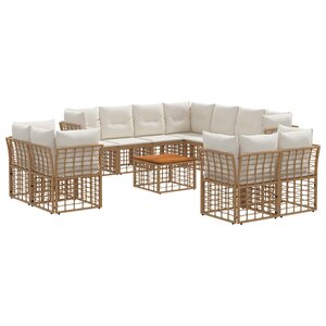 vidaXL Ensemble de canapés d'extérieur 12 Pièces Blanc Naturel et Crème