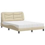 vidaXL Lit avec matelas Hvar crème 140x200 cm tissu