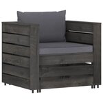 Vidaxl salon de jardin 8 pièces avec coussins bois imprégné de gris