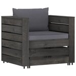 vidaXL Salon de jardin 8 Pièces avec coussins Bois imprégné de gris