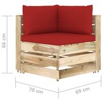 vidaXL Salon de jardin 6 Pièces avec coussins Bois imprégné de vert