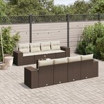 vidaXL Salon de jardin avec coussins 9 Pièces marron résine tressée