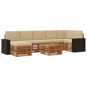 vidaXL Ensemble de canapés d'extérieur 8 Pièces Naturel et Beige