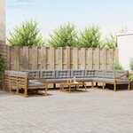 vidaXL Ensemble de canapés d'extérieur 11 Pièces Gris Naturel et Clair