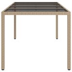 vidaXL Table de jardin Beige 190x90x75 cm Verre trempé/résine tressée