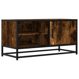 vidaXL Meuble TV chêne fumé 80x34 5x40 cm bois d'ingénierie et métal