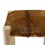 vidaXL Tabouret de bar cuir de chèvre et bois de teck solide