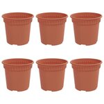 vidaXL Pot à fleurs rond 6 Pièces Rouge brique Ø 15 x 12 cm Plastique