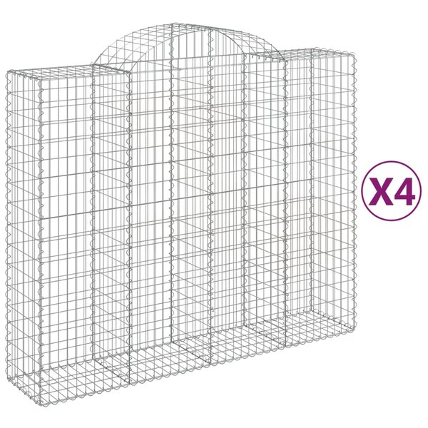 vidaXL Paniers à gabions arqués 4 Pièces 200x50x160/180 cm Fer galvanisé