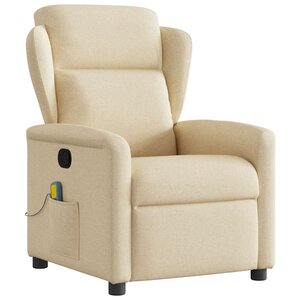 vidaXL Fauteuil de massage inclinable Crème Tissu