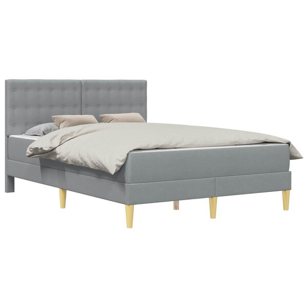 vidaXL Cadre de lit avec matelas Gris clair 140 x 200 cm Tissu