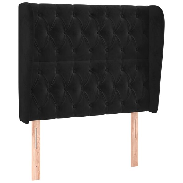 vidaXL Tête de lit avec oreilles Noir 103x23x118/128 cm Velours