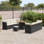 vidaXL Ensemble de canapé de jardin 11 Pièces Noir et Crème polyrotin