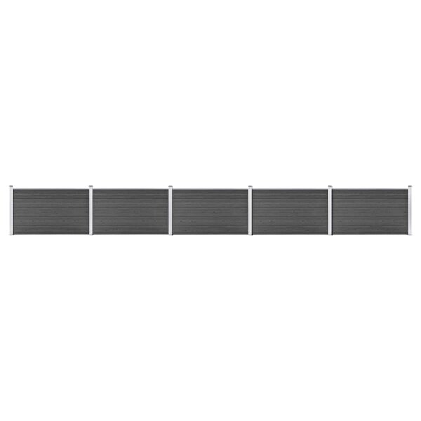 vidaXL Ensemble de panneau de clôture WPC 872x105 cm Noir