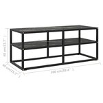 vidaXL Meuble TV noir avec verre marbre noir 100x40x40 cm