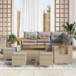 vidaXL Ensemble de canapé de jardin 9 Pièces Beige polyrotin