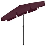Vidaxl parasol de plage rouge bordeaux 200x125 cm