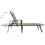 vidaXL Chaise longue acier et tissu textilène crème
