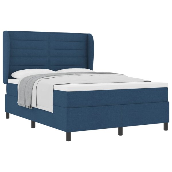 vidaXL Lit à ressorts avec matelas Bleu 140 x 200 cm tissu