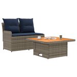vidaXL Canapé de jardin avec accoudoirs et table relevable 2 Pièce