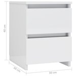 vidaXL Tables de chevet 2 Pièces Blanc brillant Bois d’ingénierie