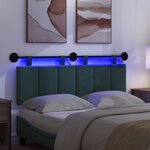 vidaXL Tête de lit suspendue Avec lumière LED Vert foncé Tissu