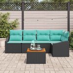 vidaXL Ensemble de canapé de jardin avec coussin 6 Pièces Noir polyrotin