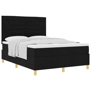 vidaXL Lit à ressorts avec matelas Noir 140 x 200 cm tissu