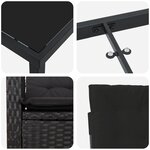vidaXL Ensemble de salle à manger de jardin 5 pièces avec coussins Résine tressée noire
