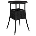 vidaXL Ensemble à manger de jardin et coussins 5 Pièces noir rotin verre