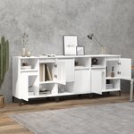 vidaXL Buffets 3 Pièces blanc brillant 60x35x70 cm bois d'ingénierie