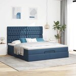 VidaXL Cadre de lit ottoman avec matelas bleu 160x200 cm tissu