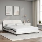 vidaXL Cadre de lit sans matelas blanc et noir 160x200 cm similicuir