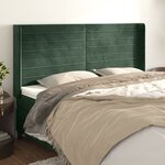 vidaXL Tête de lit avec oreilles Vert foncé 163x16x118/128 cm Velours