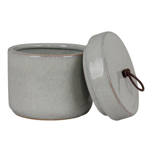 Pot en céramique gris et rond avec couvercle Ø 10 5 x 10 cm
