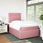 vidaXL Sommier à lattes de lit avec matelas Rose 120x200 cm Velours