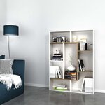 Homemania bibliothèque liam 100x22x136 cm blanc et noyer