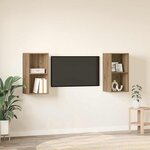 vidaXL Meuble TV mural 2 Pièces Chêne artisan 37 x 37 x 72 cm