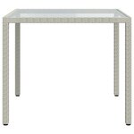 vidaXL Table de jardin 90x90x75cm Verre trempé et résine tressée Blanc