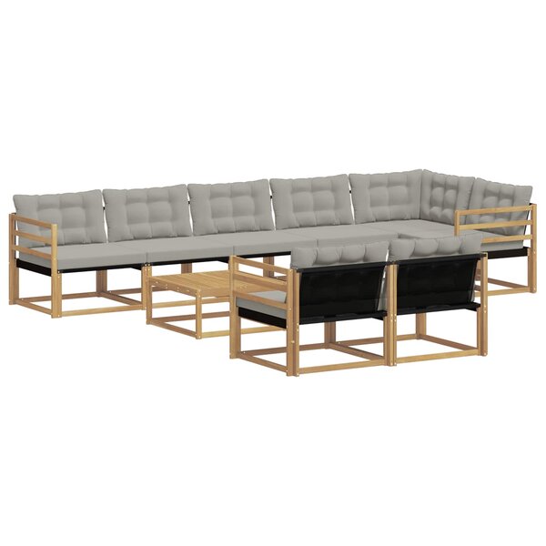 vidaXL Ensemble de canapés d'extérieur 9 pc Blanc et gris clair