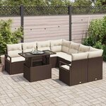 vidaXL Ensemble de canapé de jardin 9 Pièces Marron Poly rotin