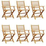 vidaXL Chaises de jardin pliantes lot de 6 beige bois d'acacia massif