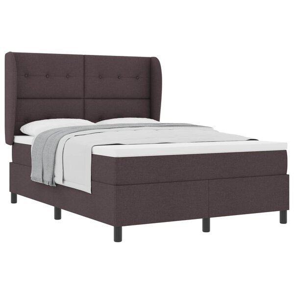 vidaXL Lit à ressorts avec matelas Marron foncé 160 x 200 cm tissu