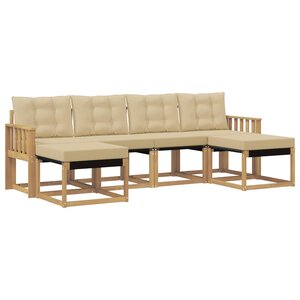 vidaXL Ensemble de canapés d'extérieur 6 pc Blanc et Beige