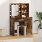 Ensemble de coiffeuse 2 pièces avec LED en chêne fumé en bois d'ingénierie