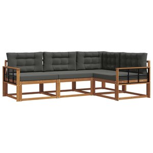 vidaXL Ensemble de canapés d'extérieur 4 pc Naturel et Anthracite